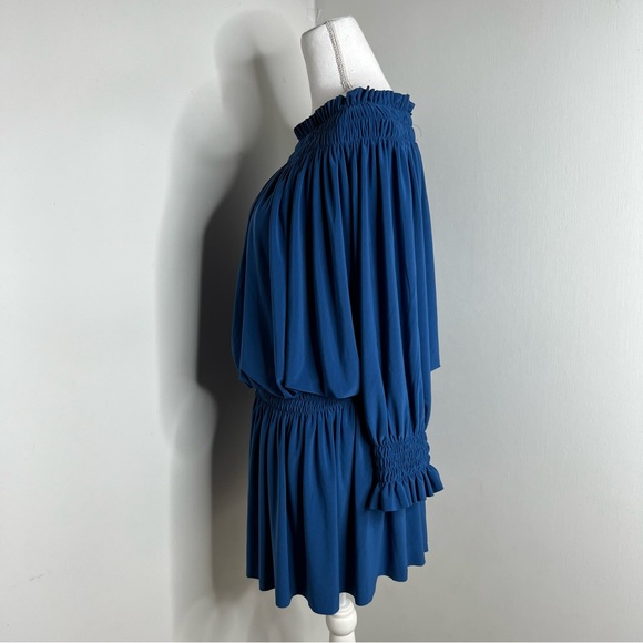 NORMA KAMALI Peasant Mini Dress in Blue Size S - Picture 6 of 14